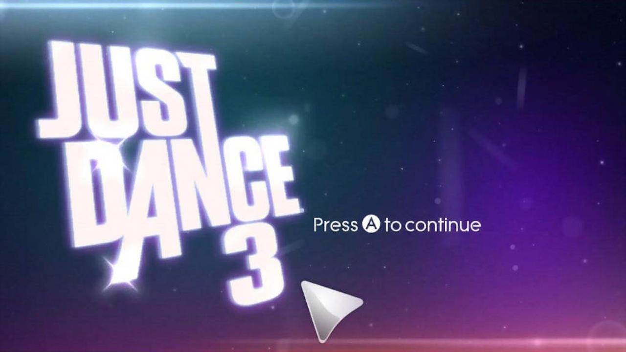 Just Dance 3 title screen for Xbox 360